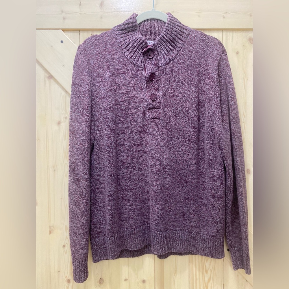 🔥🔥Merona Men's Crewneck Woven Sweater in Deep Burgundy With a Button Collar